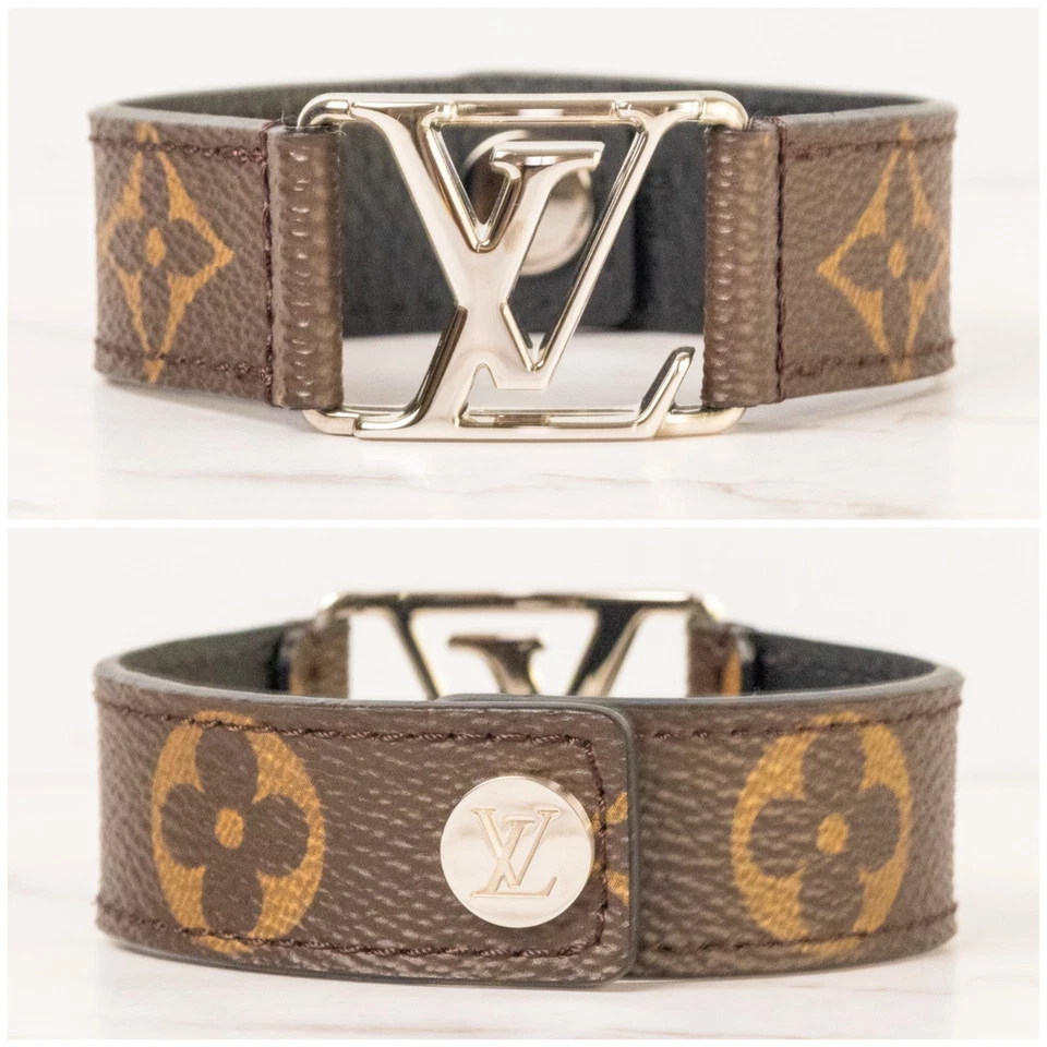 LOUIS VUITTON Bracelet Hockenheim Monogram M6141 Brown Size 21 Mens Auth W/Box S - Image 3 of 4
