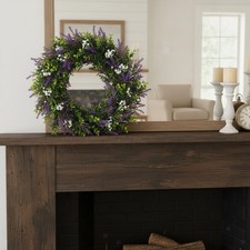 19.69inch Artificial Lavender Wreath Summer Spring Wreath for Home Office