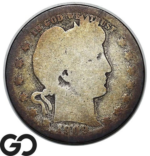 1909-O Barber Quarter, Better Date New Orleans Mint Issue