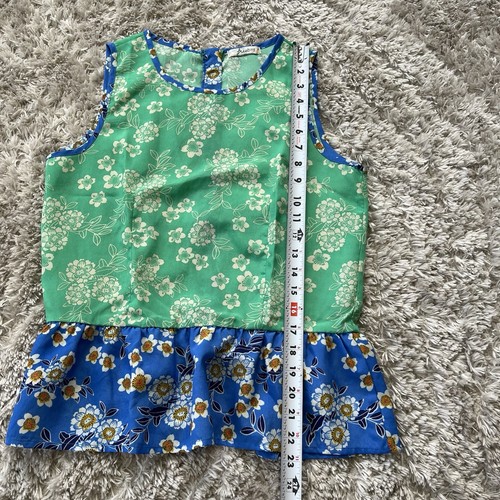 Freebird Sleeveless Tank Top Womens MEDIUM Floral Panel Prints Peplum Colorblock - Picture 4 of 7