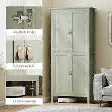 Tall Kitchen Storage Cupboard Cabinet Pantry Larder Unit Adjustable Shelves LED