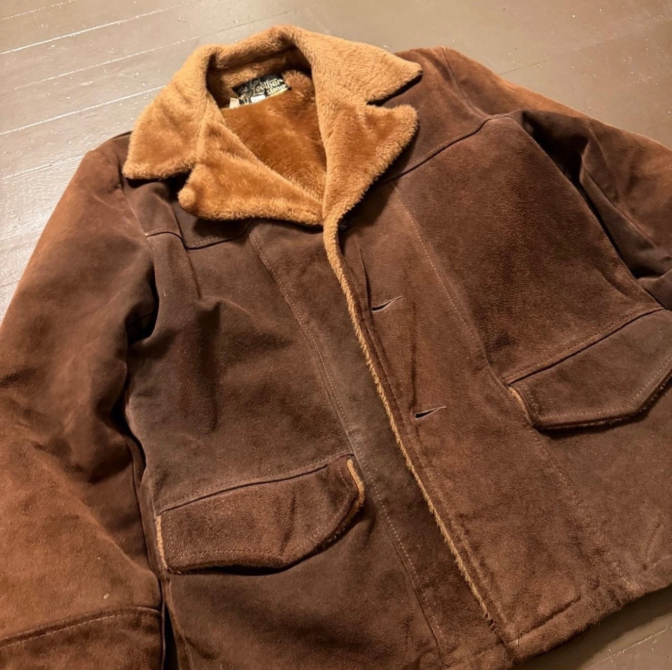 Vintage 50s 60s Leather Suede Barn Stormer Mackinaw Western Jacket - Mens Size M image 2