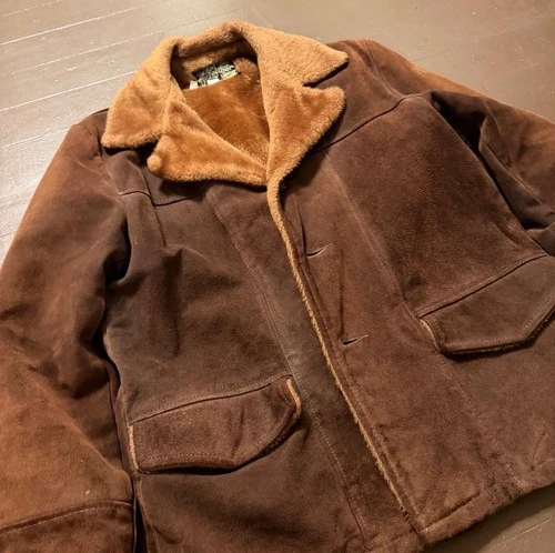 Vintage 50s 60s Leather Suede Barn Stormer Mackinaw Western Jacket - Mens Size M image 2