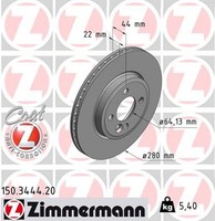 2X Zimmermann Bremsscheibe Coat Z 150.3444.20 FüR Mini R57 R55 R56 R58 R59 One