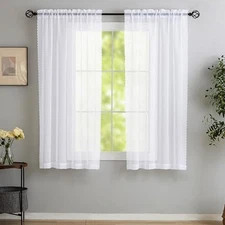 White Sheer Curtain Panels 72 Inch Length, 40"W x 72"L (Pack of 2) White-voile