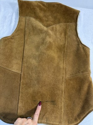 Vintage 70s Schott Rancher Suede Vest Mens Small Sherpa Lined