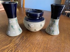 Pair of vintage  vases with patent number 8687, each 14.5cm and matching bowl