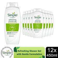 Simple Kind to Skin Refreshing Shower Gel with Gentle Formulation 450ml, 12 Pack 4.81 per litre