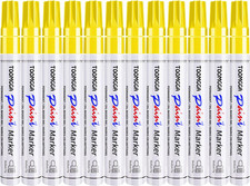 Yellow Permanent Paint Pens Paint Markers - 12 Pack Oil Based Markers, Quick Dry