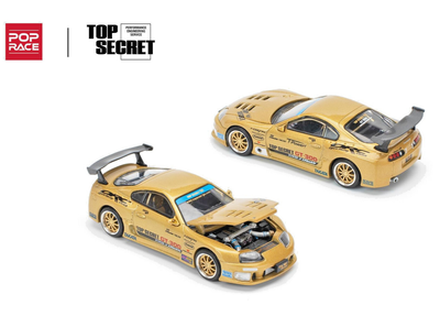 Pop Race 1:64 Toyota Supra GT300 Top Secret Gold Metallic Diecast