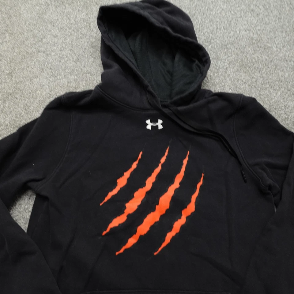 Sudadera con Capucha Under Armour Para Hombre Mediana Negra ColdGear Naranja Garra Marcas Gráfico Foto 2 de 4