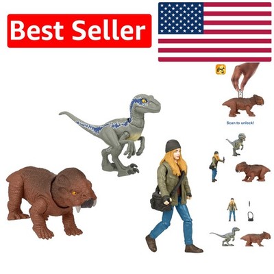 Authentic Jurassic World Dominion Maisie & Velociraptor Action Figures with AR!