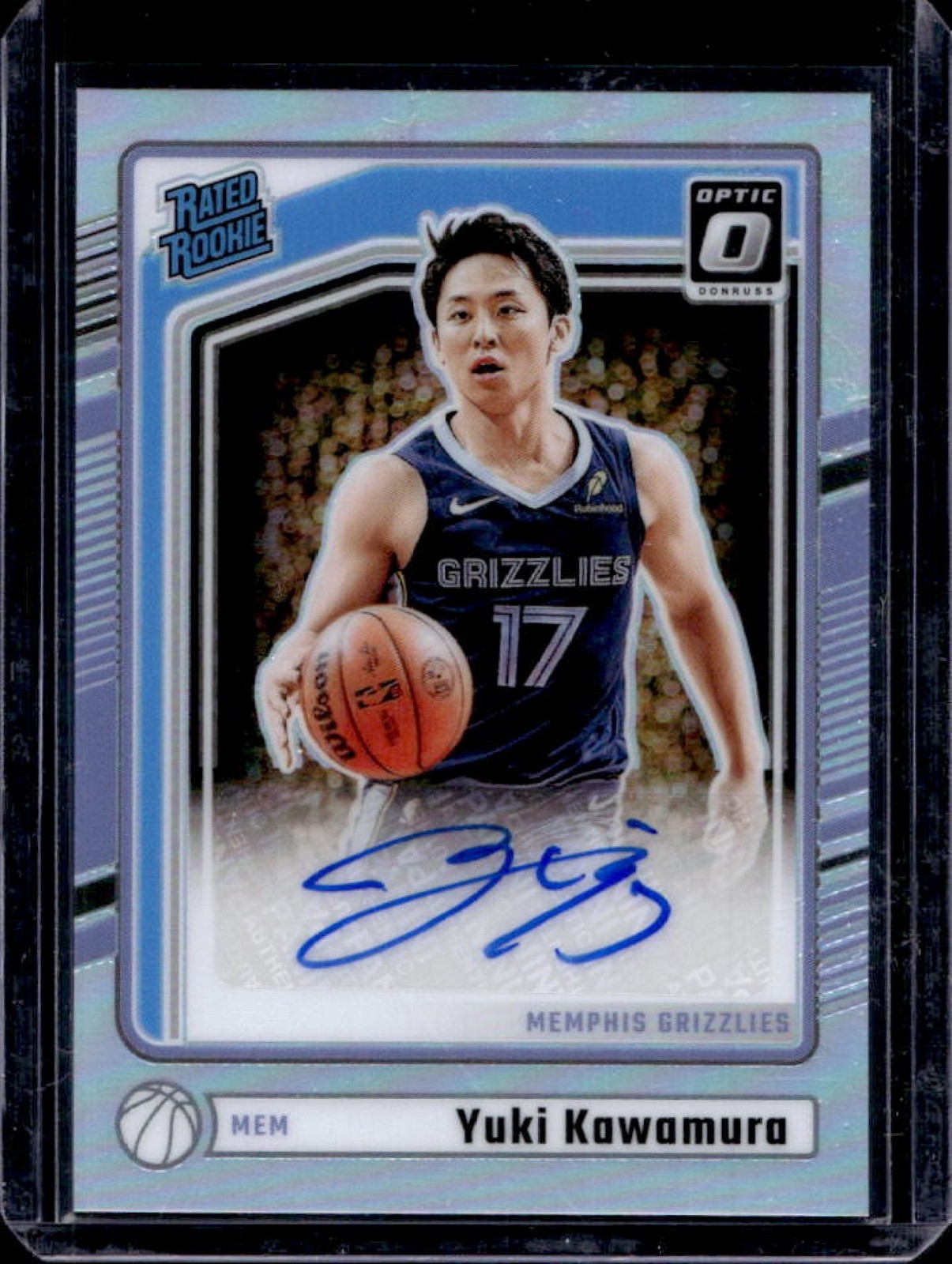 2024-25 Donruss Optic Yuki Kawamura Rated Rookie Holo RC Auto #334 Grizzlies