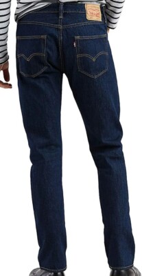 New Men's Levi's 501 Original Button Fly Dark Blue Denim Jeans