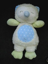 Stephan Baby Plush Sleepy Eye Owl White Blue Dots