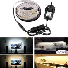 12V Super Bright 5050 Led Strip Light Tape Under Cabinet Kitchen Lamp UK Plug In