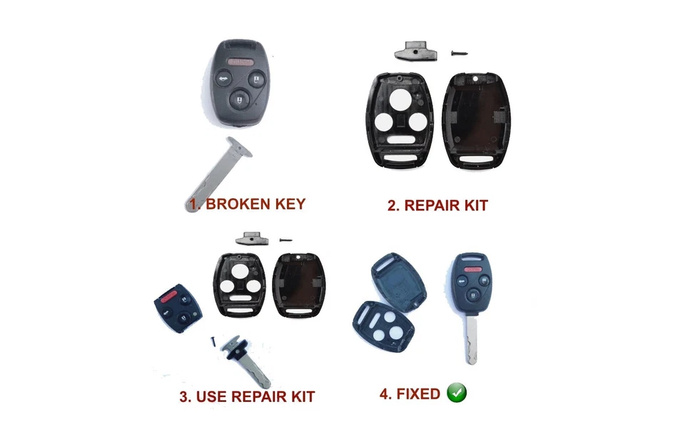 X2 DIY Repair Kit For Honda 4 Button Remote Key Shell Case Easy Fix and Strong! - Image 3 of 4
