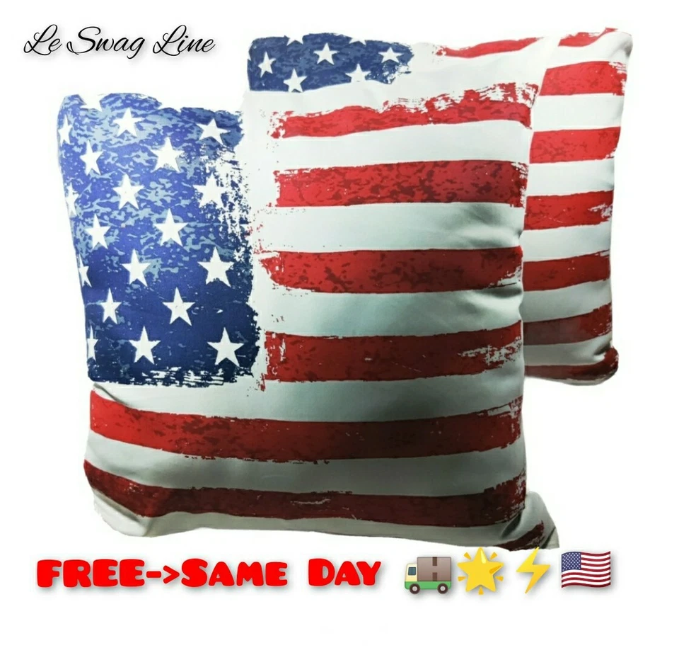 2 X) 4 июля украшения подушки памятный день американский флаг звезды патриотический - Изображение 3 из 3