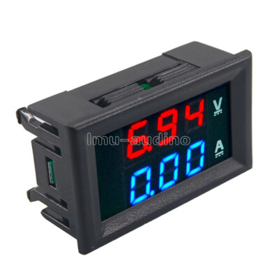 DC100V 10A Digital Voltmeter Ammeter Blue + Red LED Dual Volt Amp Meter Gauge