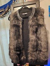 Jennifer Lopez Faux Fur Sweater Vest Chain Collar Size: Large
