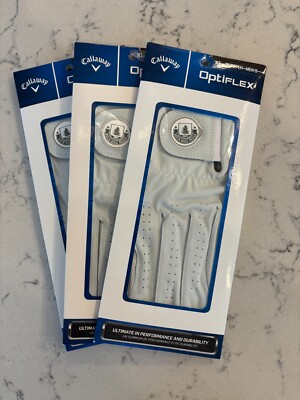 3 NEW CALLAWAY OPTIFLEX GOLF GLOVES - MEN'S CADET X-LARGE (WORN ON YOUR LH)