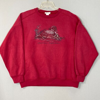 Vintage Northern Reflections Crewneck Sweatshirt Red Duck Hunting Size XL 90s 
