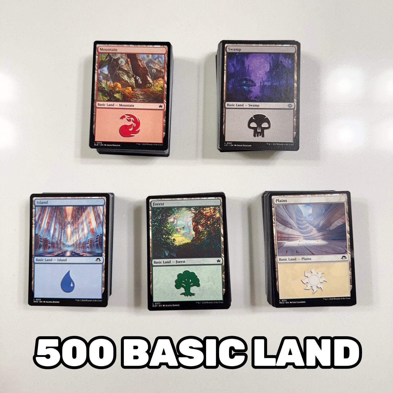 500 Magic MTG Unplayed Basic Land Lot (100 of each color) | eBay