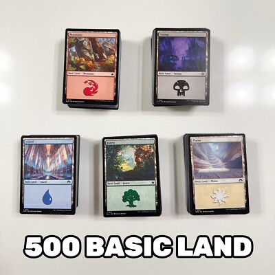 #ad 500 Magic MTG Unplayed Basic Land Lot 100 of each color $22.99