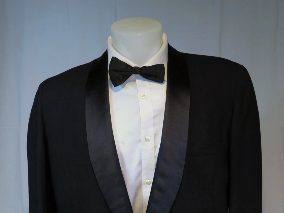 Raleigh Haberdasher Black Solid Woven Vintage 50’s One Button Tuxedo 43XL - Image 4 of 4