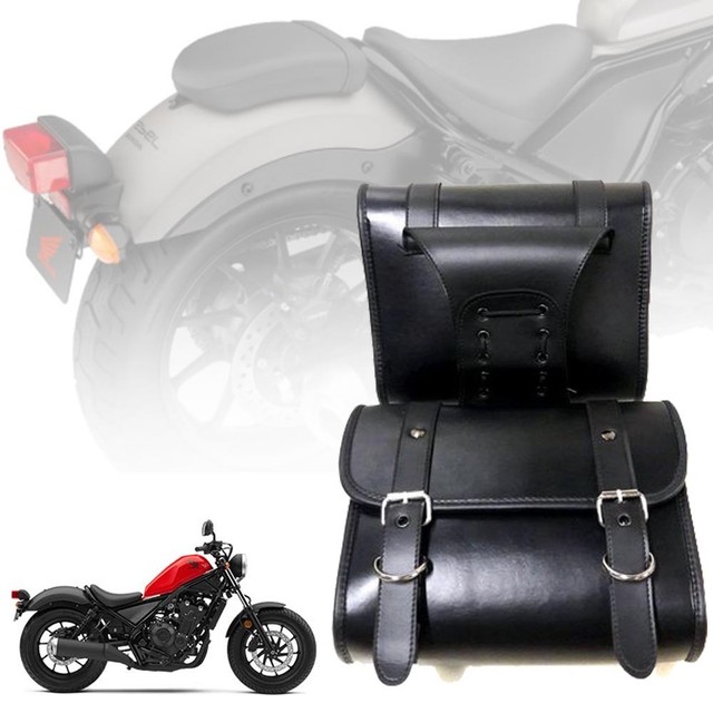 BLACK SADDLE BAG SIDE FRAME COVER LEATHER FOR HONDA REBEL CMX 300 500