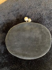 Vtg Black Suede Clutch