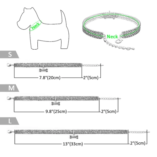 Chihuahua Halsband Strass Straßhalsband Welpen Hundehalsband Strasshalsband S-L - Bild 13 von 19