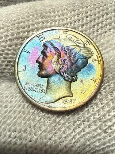 1937-d Mercury Head 100% Fully Separated Horizontal Bands Choice BU (Inventory A