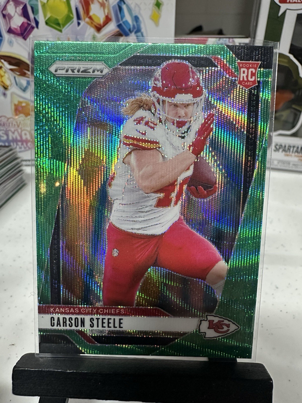 2024 Panini Prizm - Rookies Carson Steele #377 Green Wave Prizm (RC)