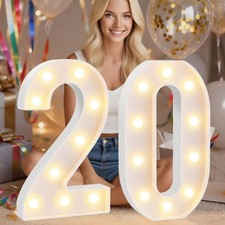 2 PCS Large Marquee Light Up Numbers 20 Sign 20th Birthday Party Decor 12.6 H