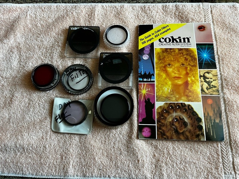 ASSORTED SLR CAMERA FILTERS AND COKIN GUIDE BOOK TO FILTERS