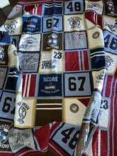 Pottery Barn Kids Sports Team Ball Club Blue Red Full/ Queen Quilt 87”x85”