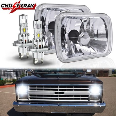 For Chevrolet C10 C20 C30 1981-1986 Pair 7x6'' 5x7 LED Headlights Hi/Lo Lamps