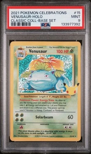 2021 POKEMON CELEBRATIONS CLASSIC COLLECTION #15/102 VENUSAUR HOLO BASE PSA 9