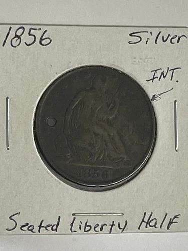 1856 Seated Liberty Silver Half Dollar Antique Circulated Philadelphia Mint Hole