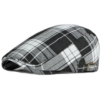 Adjustable Plaid Newsboy Hats Ivy Flat Cap Gatsby Cabbie Driving Hat for Men ...