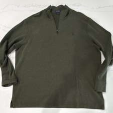 Polo Ralph Lauren Estate Rib Green 1/4 Zip Rib-Knit Mock Neck Sweater XL