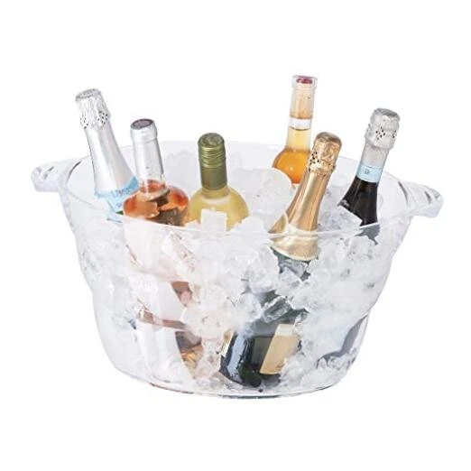 Acrylic Oval Party Tub - Clear Beverage Cooler w/Handles, Wine Cooler, Beer