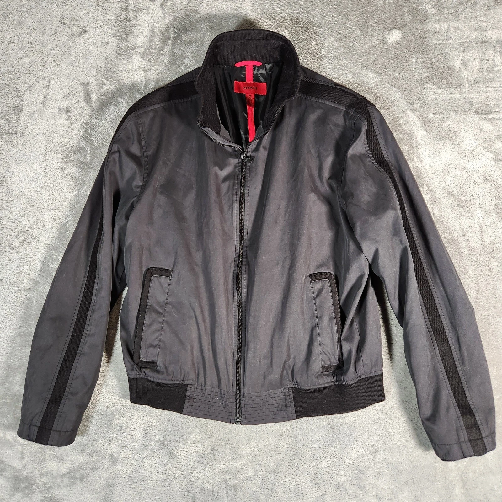 Alfani Bomber Jacket Coat Men's Medium Black Cotton Blend