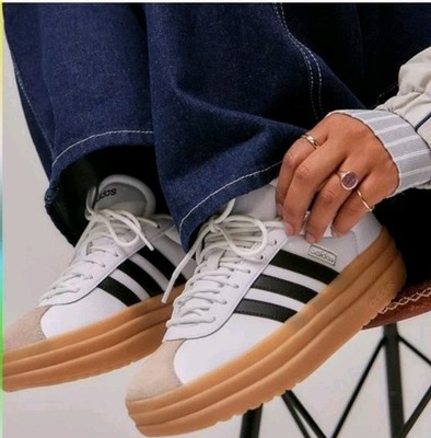 adidas VL Court Womens Black And White Bold Platform Chunky Trendy Sneaker 6