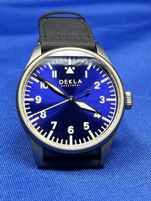 DEKLA Stuttgart Flieger Pilot Watch Blue Dial Mechanical GERMANY Tested Works