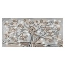 Quadro moderno poster legno lamina argento 31x66 ALBERO ABBRACCIO MIX capezzale