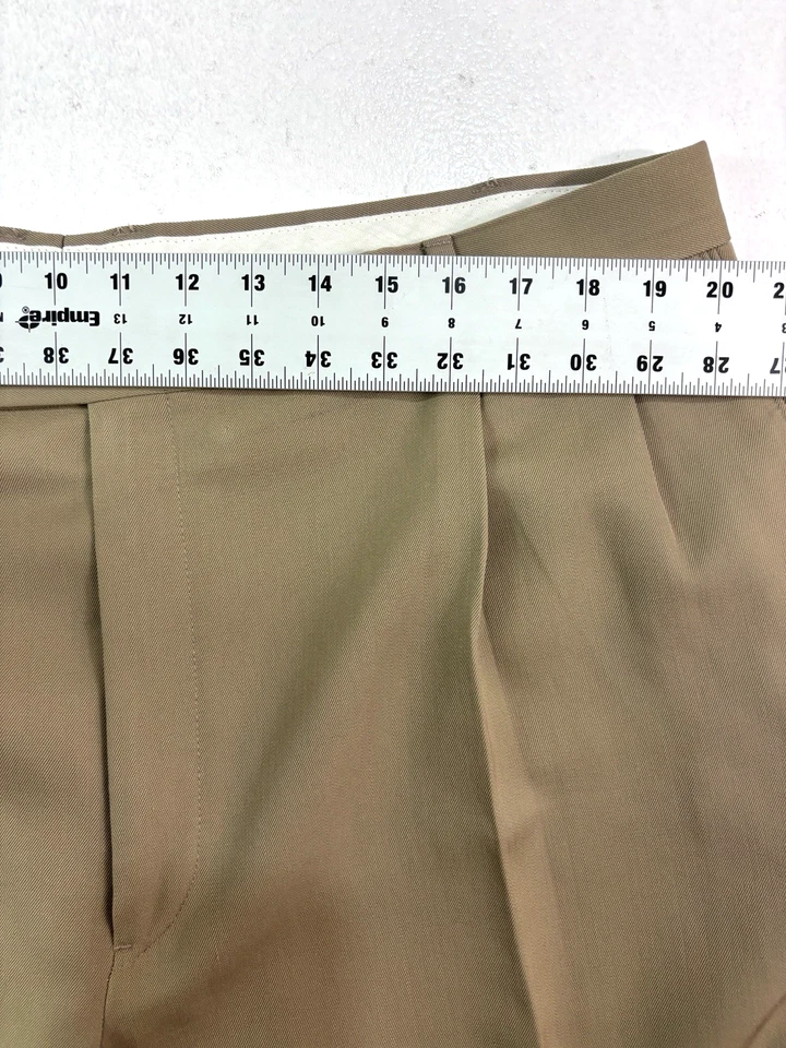 mens tan Joseph & Feiss 40x30 wool dress suit pants pleated cuffed trousers - Image 2 of 4