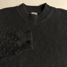 Vince Camuto Black Knit Mock Neck Sweater With Pom Detail On Sleeves Size XXL