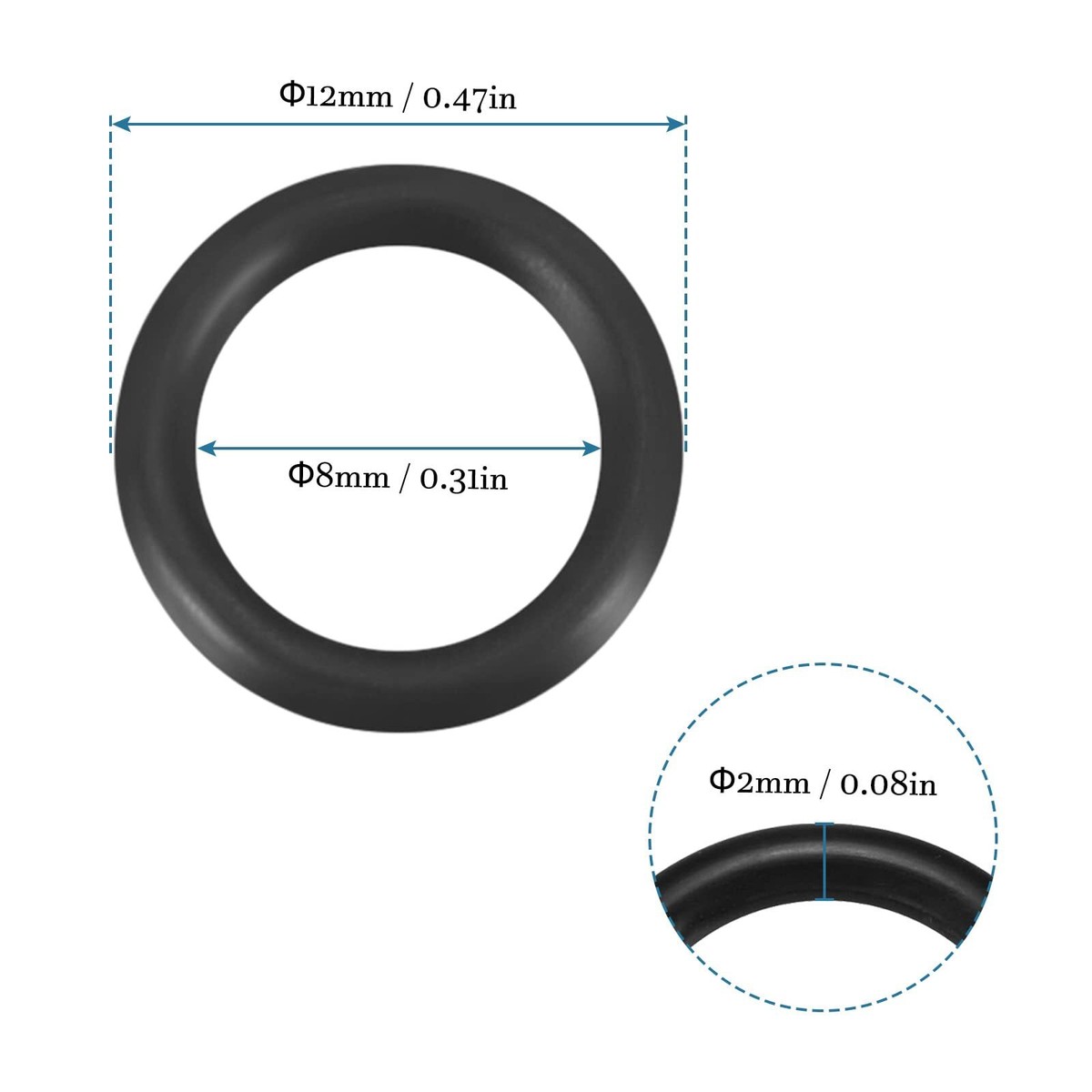 10 O-Ring In Gomma Nitrile 55x50x2.5 Mm QUARKZMAN - Guarnizioni Per Rubinetti E Idraulica, Nero - Foto 7